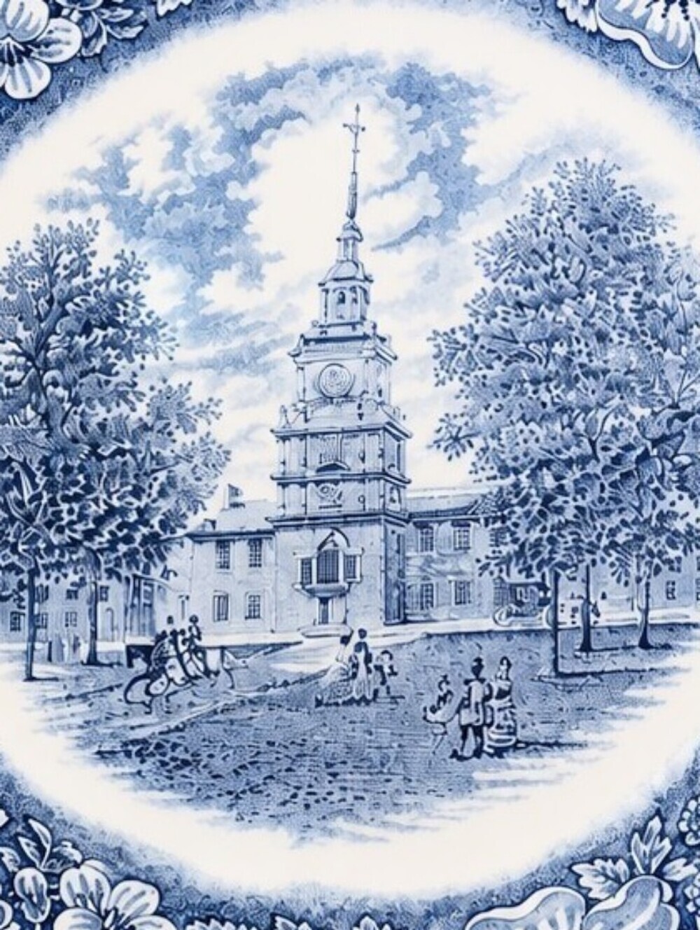 Vintage Liberty Blue Independence Hall Dinner Plate 10" Blue Transferware - Picture 3 of 4